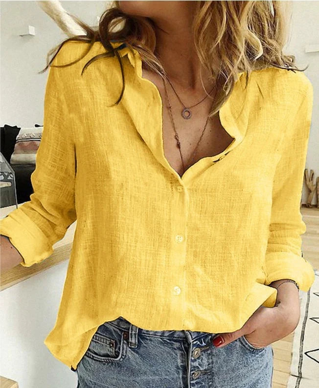 Zomerse Chloë damesblouse met losse pasvorm, comfortabele top met halve mouw voor vrouwenmode.