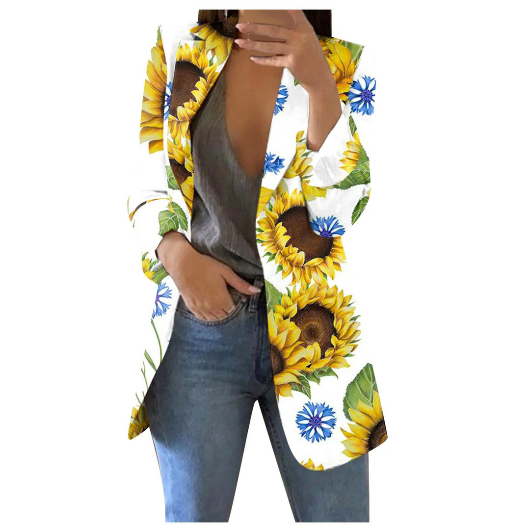 Geprinte dames cropped blazer Savannah; perfect voor een trendy zakelijke of casual outfit.