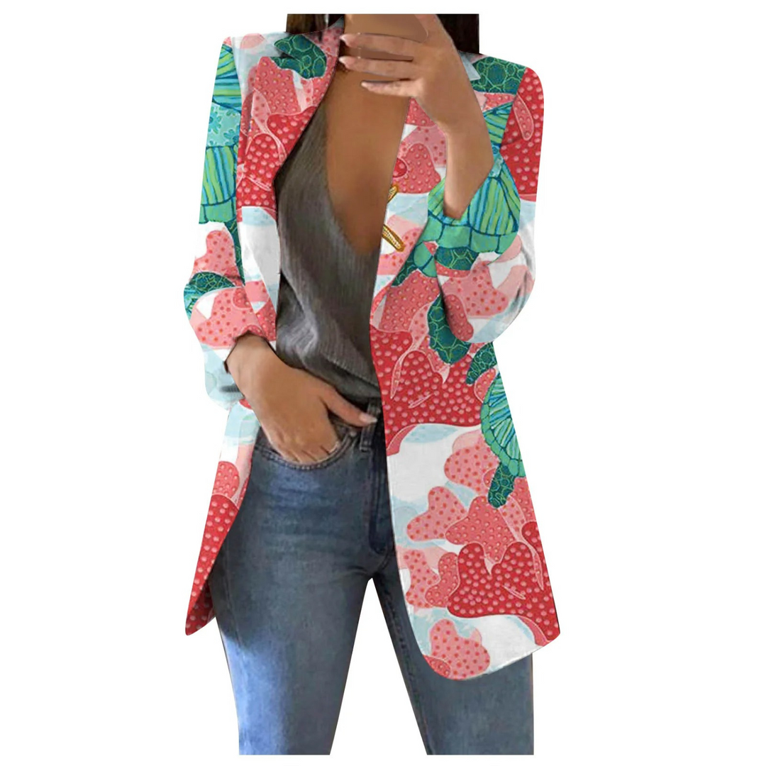Dames cropped blazer 'Savannah'; trendy geprint design met elegante revers voor elke stijl.