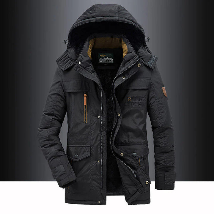 Heren gewatteerde winterjas, warme parka met afneembare capuchon en casual stijl voor koude dagen.