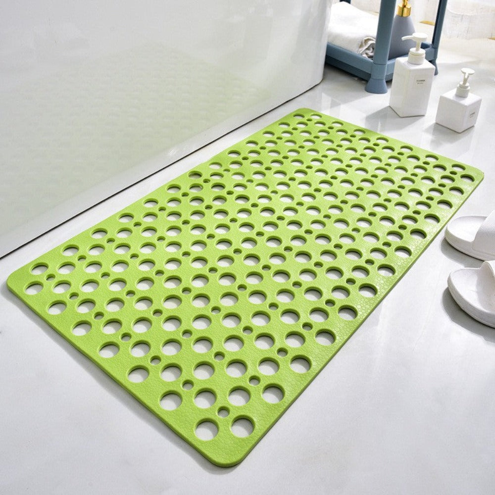Grijze PVC antislip douchemat met zuignappen; hygiënisch en veilig voor comfort in de badkamer.