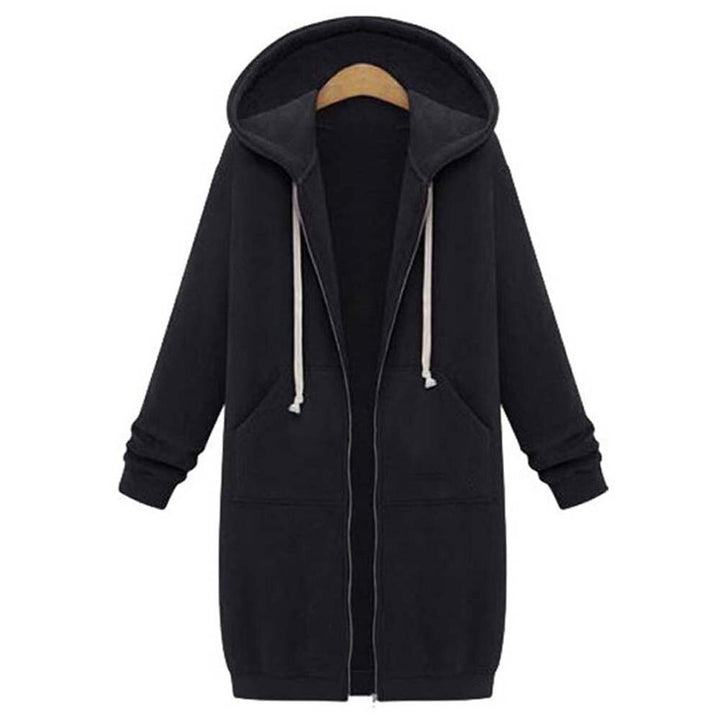 Warme buitenkleding: Dames lange jas met capuchon, beschermt tegen kou.