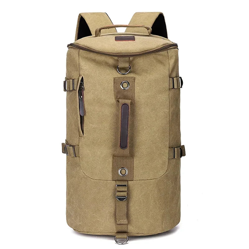 Unisex canvas rugzak, geschikt als bagage voor vliegreizen of als robuuste schooltas.