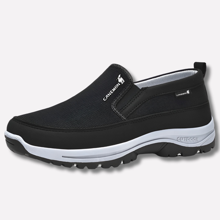 Grijs waterdichte orthopedische herenschoenen, lichtgewicht voor dagelijks comfort en optimale ondersteuning.
