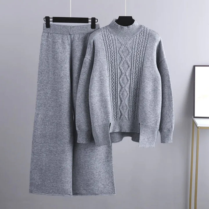 Stijlvol dames huispak met wijde pijpen. Een veelzijdige en complete loungewear set voor elke vrouw.