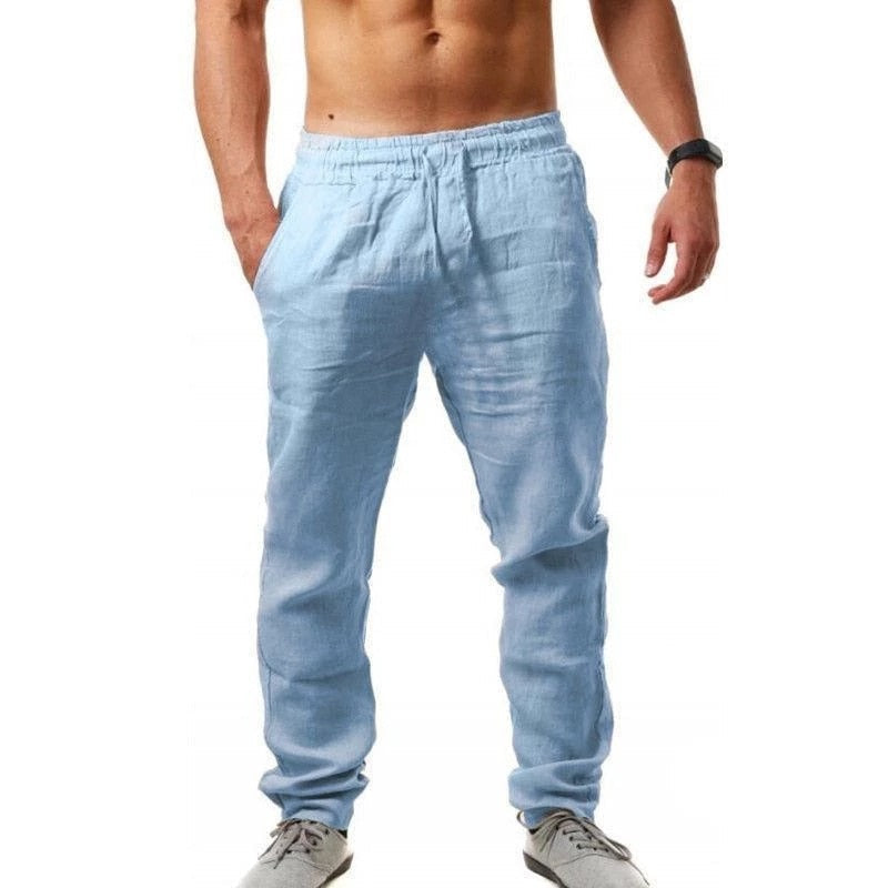 Stijlvolle linnenlook comfortbroek voor heren, luchtig en ademend voor elke zomeractiviteit.