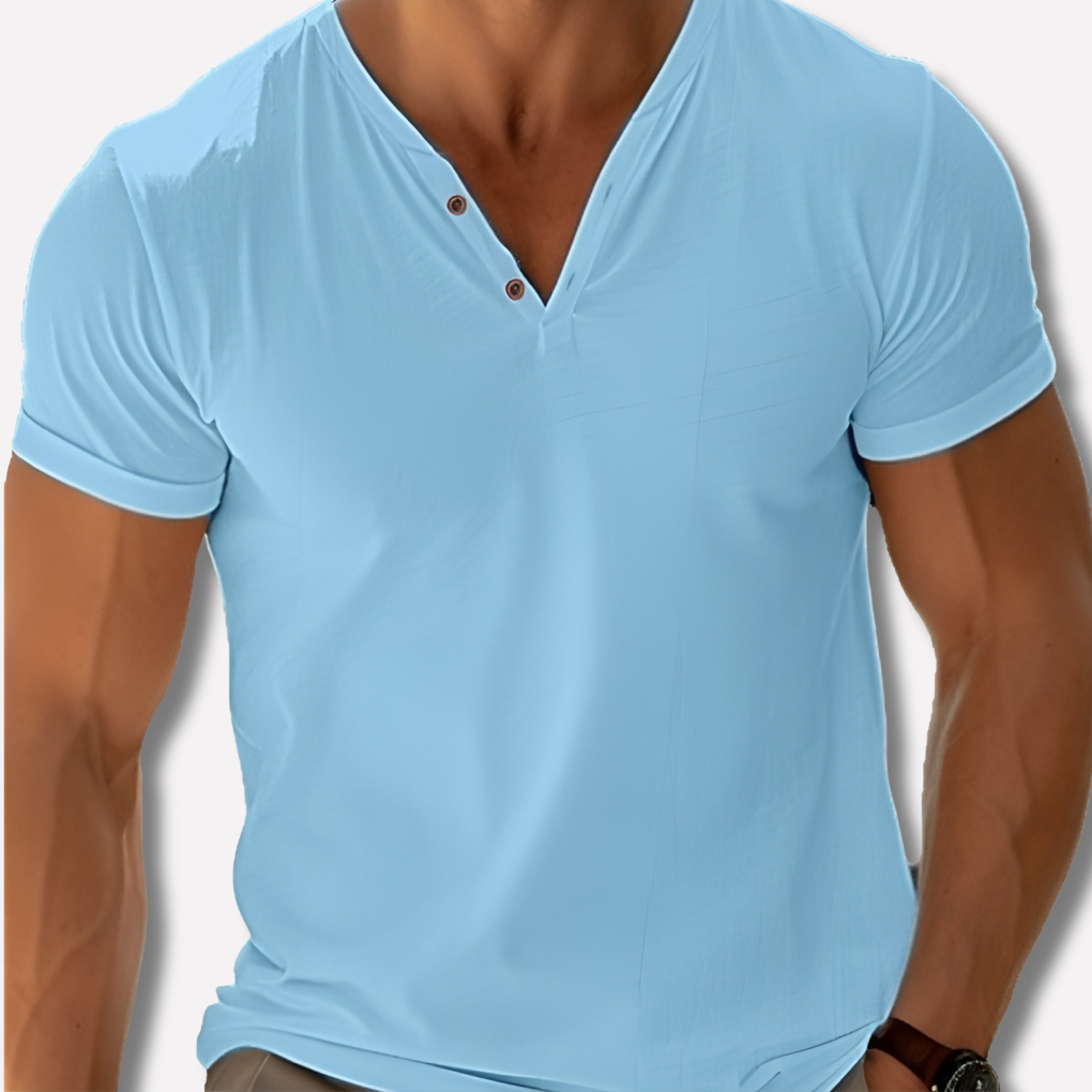 Comfortabel heren pullover overhemd met V-hals, een stijlvol basisstuk voor elke casual outfit.