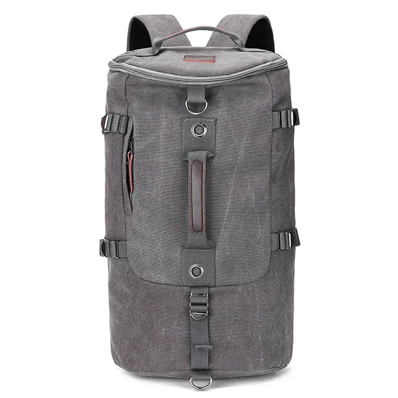 Praktische en ruime canvas reisrugzak voor heren en dames, perfect voor korte en lange reizen.