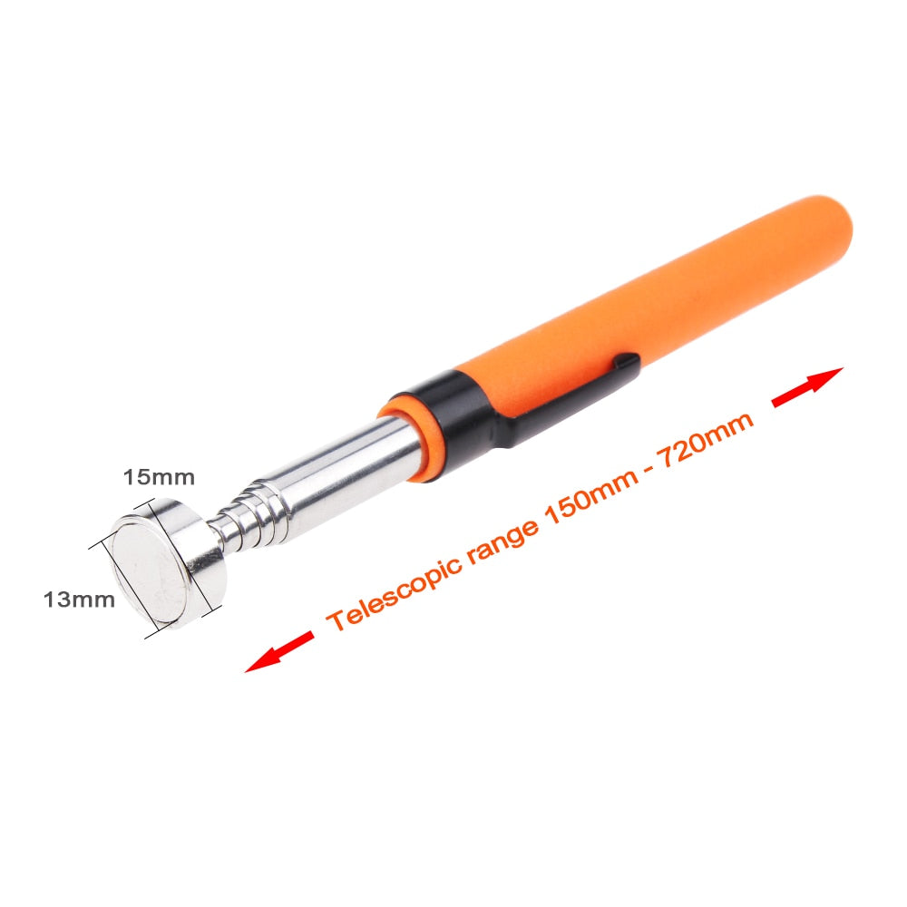 Robuust doe-het-zelf oppakgereedschap met sterke magneet, perfect voor het oppakken van metaal op moeilijk bereikbare plekken.