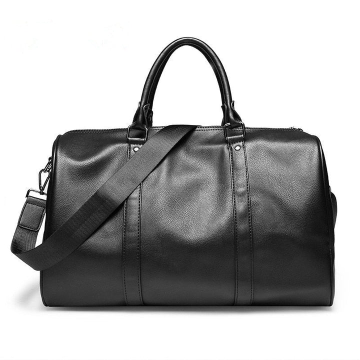 Zwarte heren leren duffeltas, stijlvol en robuust, perfect als weekendtas of reistas.