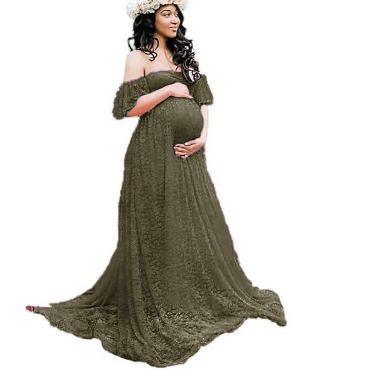 Elegante lange zwangerschaps maxi jurk voor dames. Vloeiende stof, comfortabel voor elke zwangere vrouw.