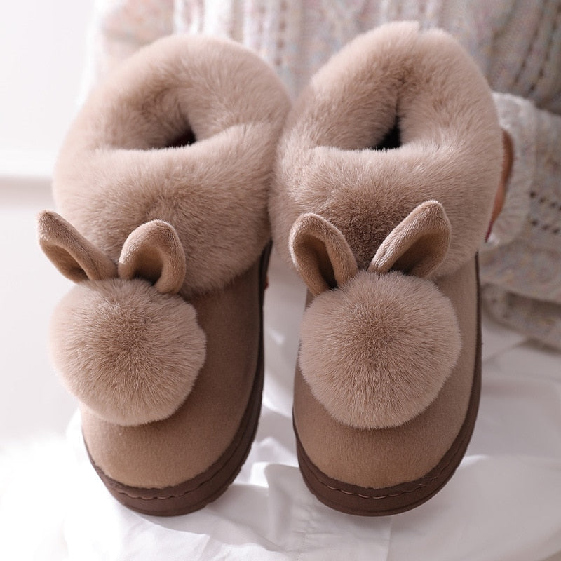 JacoliensSlippers bunny pantoffels voor dames, zachte en warme huisschoenen. Knus en comfortabel voor thuis.