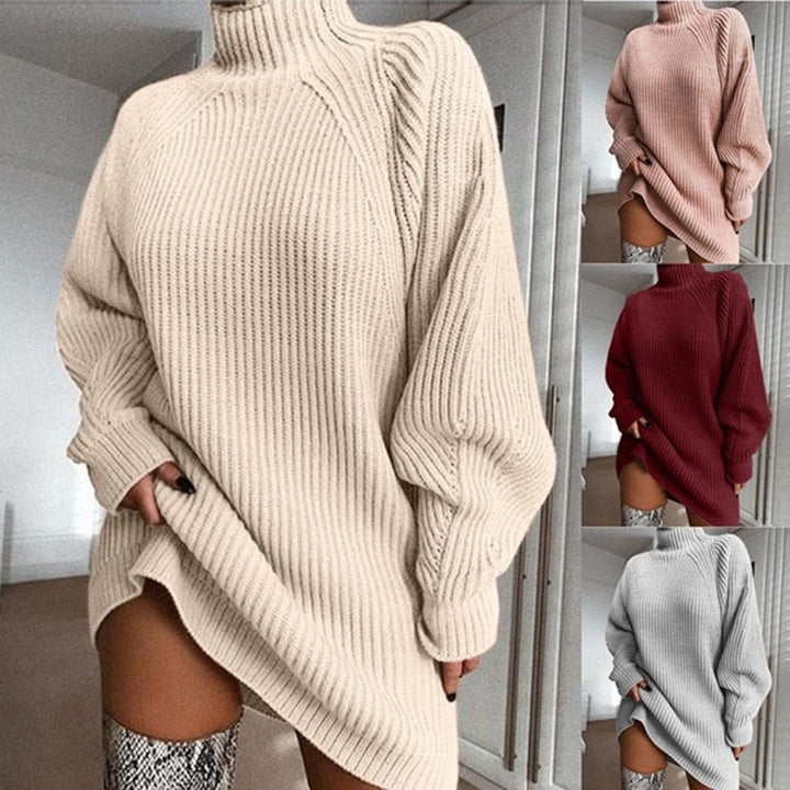 Elegante oversized dames wintertrui met colkraag, comfortabel en warm voor herfst/winter.