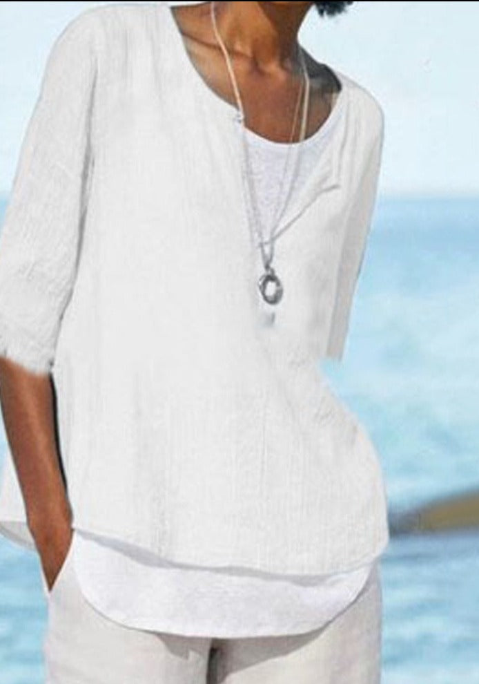 VeeTee™ comfortabel V-hals shirt voor dames, stijlvolle korte mouw, perfect voor alledaagse elegantie.