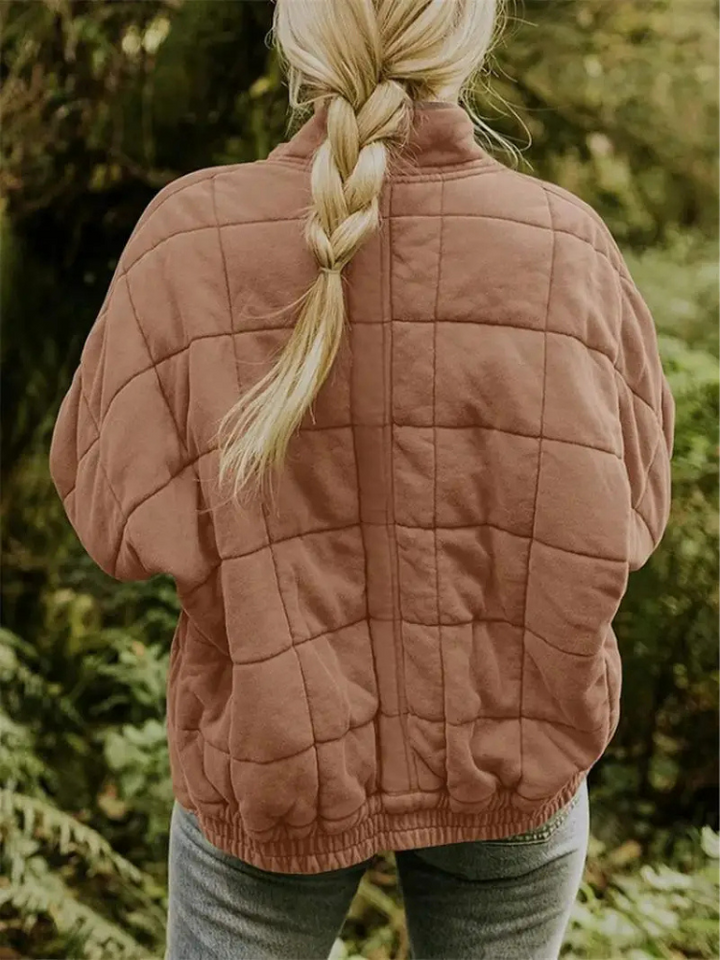 Modieuze oversized dames overgangsjas in blauw, verdikte stof, voor stijlvolle lagen.