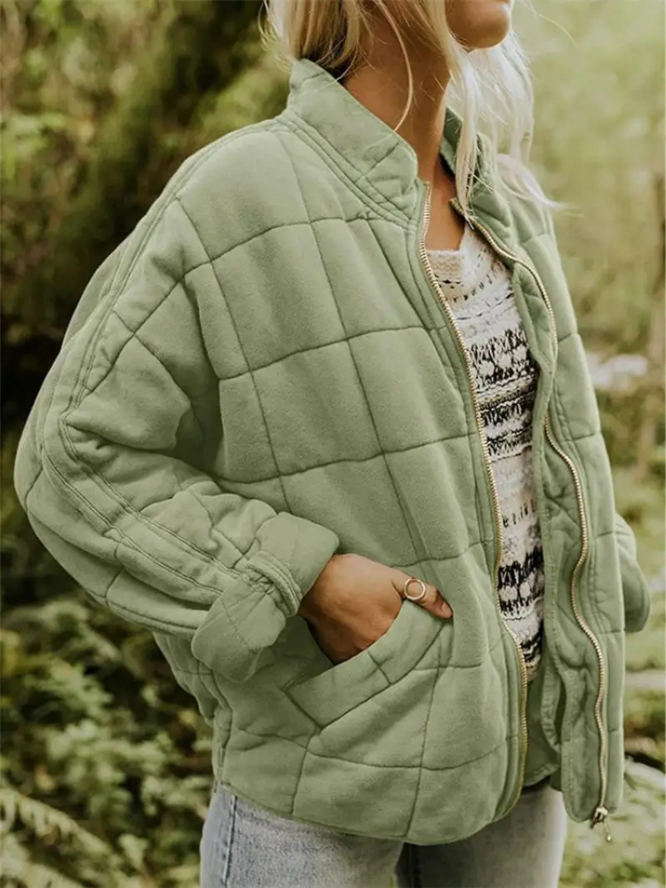 Comfortabele oversized dames overgangsjas, verdikt, voor casual herfstlooks.