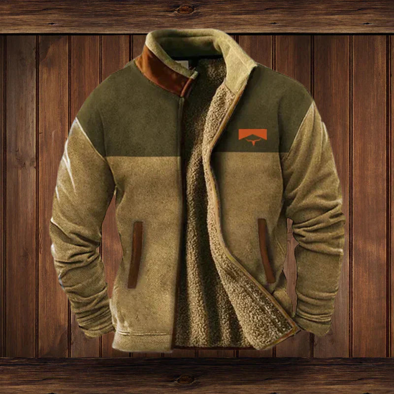 Stoere heren winterjas met western patroon op de mouwen. Biedt warmte en stijl voor outdoor avonturen.