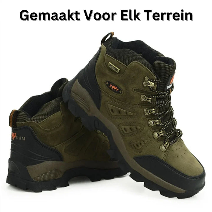 Sportieve heren trekkingschoenen met waterdichte bescherming en optimale enkelondersteuning.