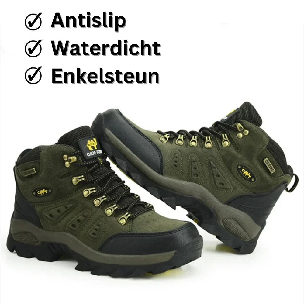 Heren wandelschoen met geavanceerde hielsupport, waterdicht en ideaal voor avontuurlijke trekkings.