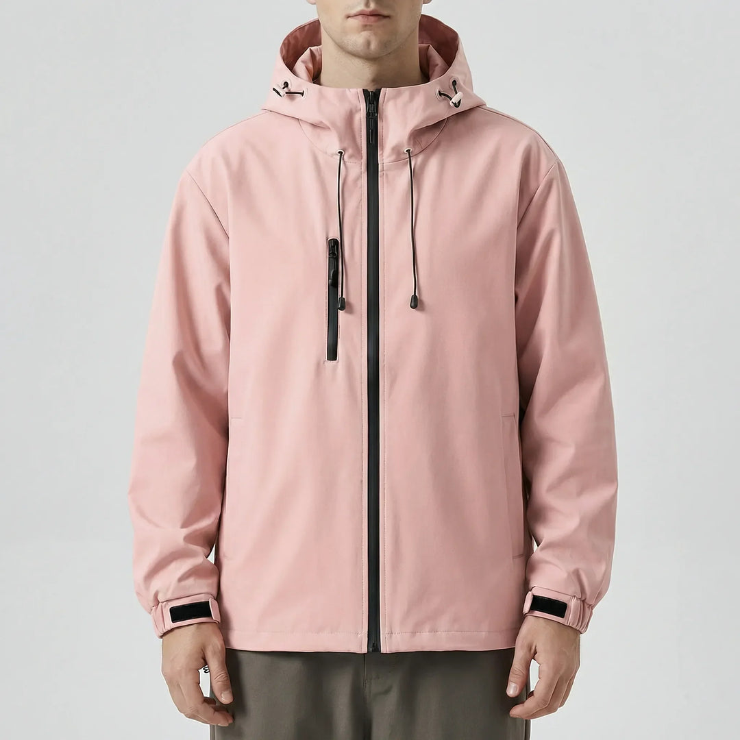 Functionele heren ski jas Nathan met capuchon, comfortabel en warm, geschikt voor winterse sporten.