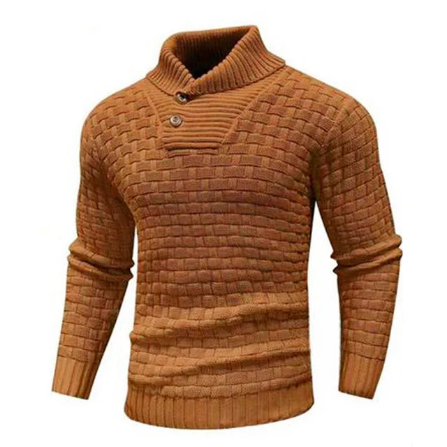 Hoogwaardige gebreide herentrui Lenny met sjaalkraag. Tijdloos design en comfortabele pasvorm.