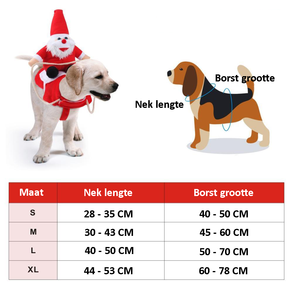 Schattige honden kerstkleding: rood kostuum met witte randen en Kerstman-muts voor je huisdier.