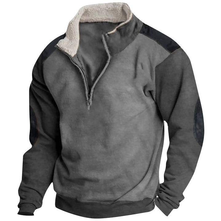 Comfortabele heren casual trui met halve rits in vintage stijl. Ideale outfit voor dagelijkse herenmode.