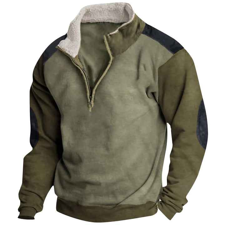 Heren casual vintage trui met halve rits. Comfortabele herenmode trui, perfect voor een stijlvolle outfit.