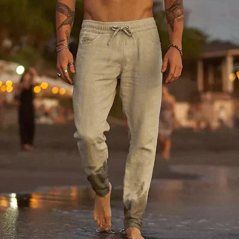 Stijlvolle heren luchtige zomerbroek, comfortabel en trendy voor warme dagen. Veelzijdige casual pantalon.
