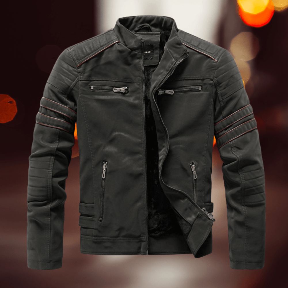 Heren casual bikerjas met ritsen, ideaal voor een stoere look. Comfortabele bovenkleding voor herfst/winter.