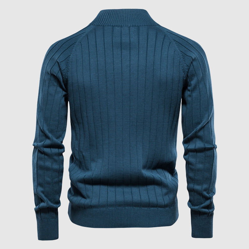 Heren vest met ritssluiting en tijdloos argyle patroon in blauw. Casual en comfortabel gebreid vest voor mannen.