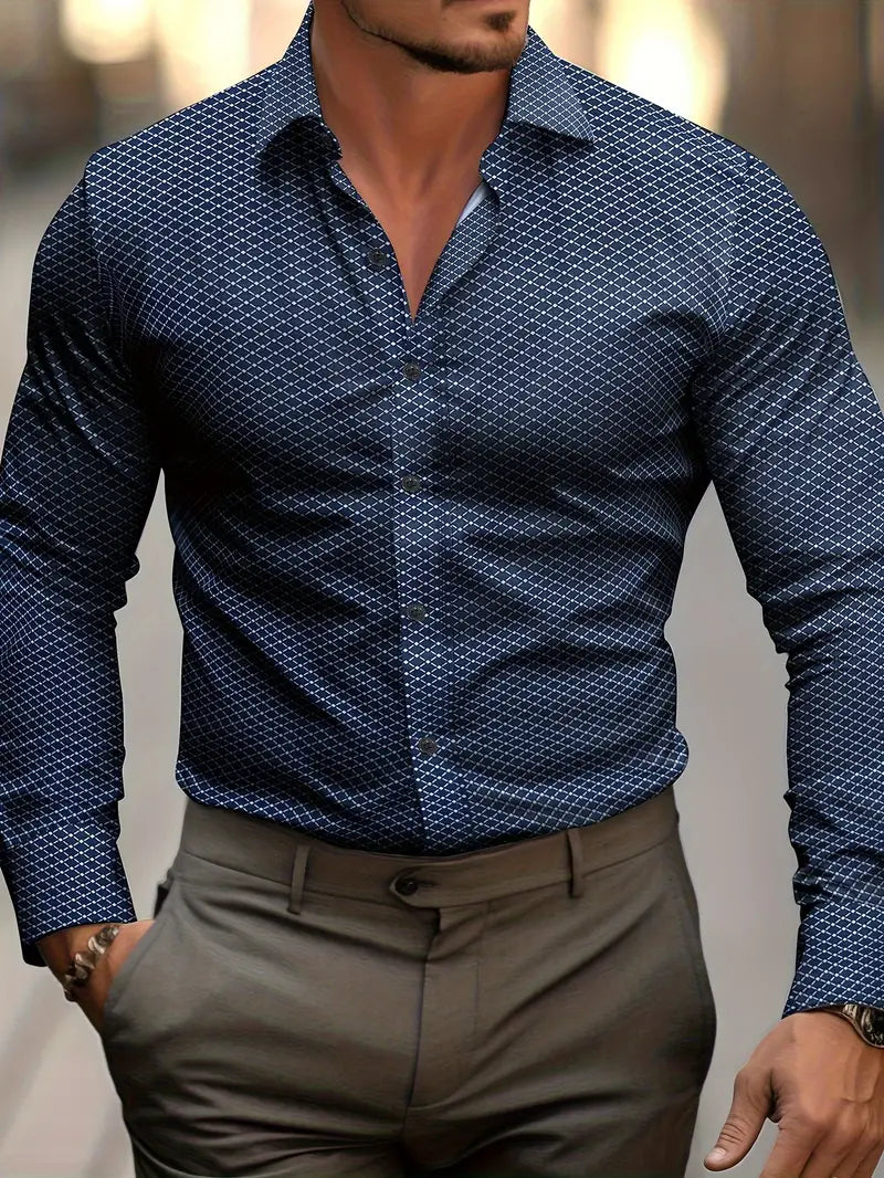Modern geruit herenoverhemd Nikolas met lange mouwen. Perfect getailleerd voor een modieuze look op kantoor of vrije tijd.