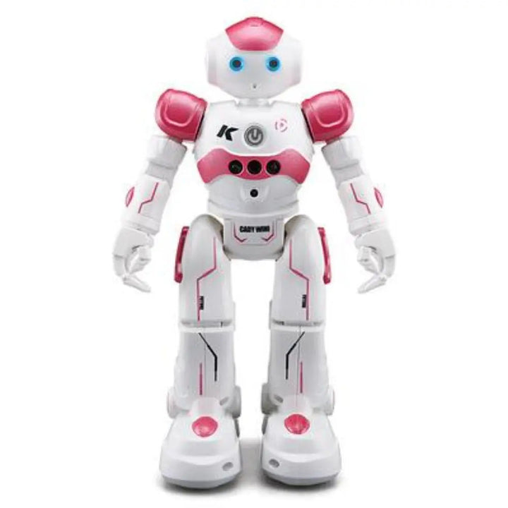 Duidelijk close-up van educatieve robot met programmeerknoppen, ideaal voor STEM-onderwijs en interactief spelen.