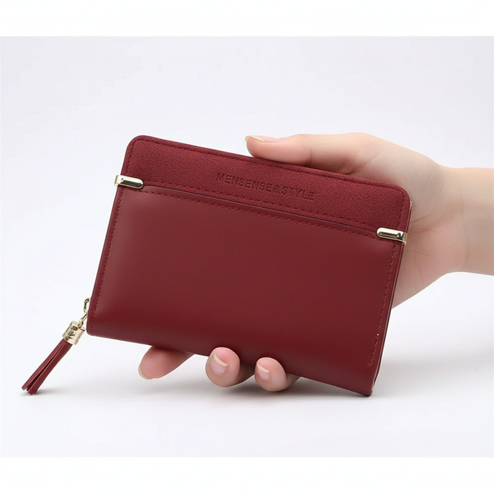 Compacte dames portefeuille, premium PU-leer, ideaal voor essentiële kaartjes en wat contant geld.
