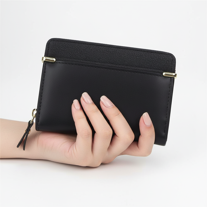 Georganiseerde compacte dames portefeuille, WalletFolio design, van hoogwaardig PU-leer.