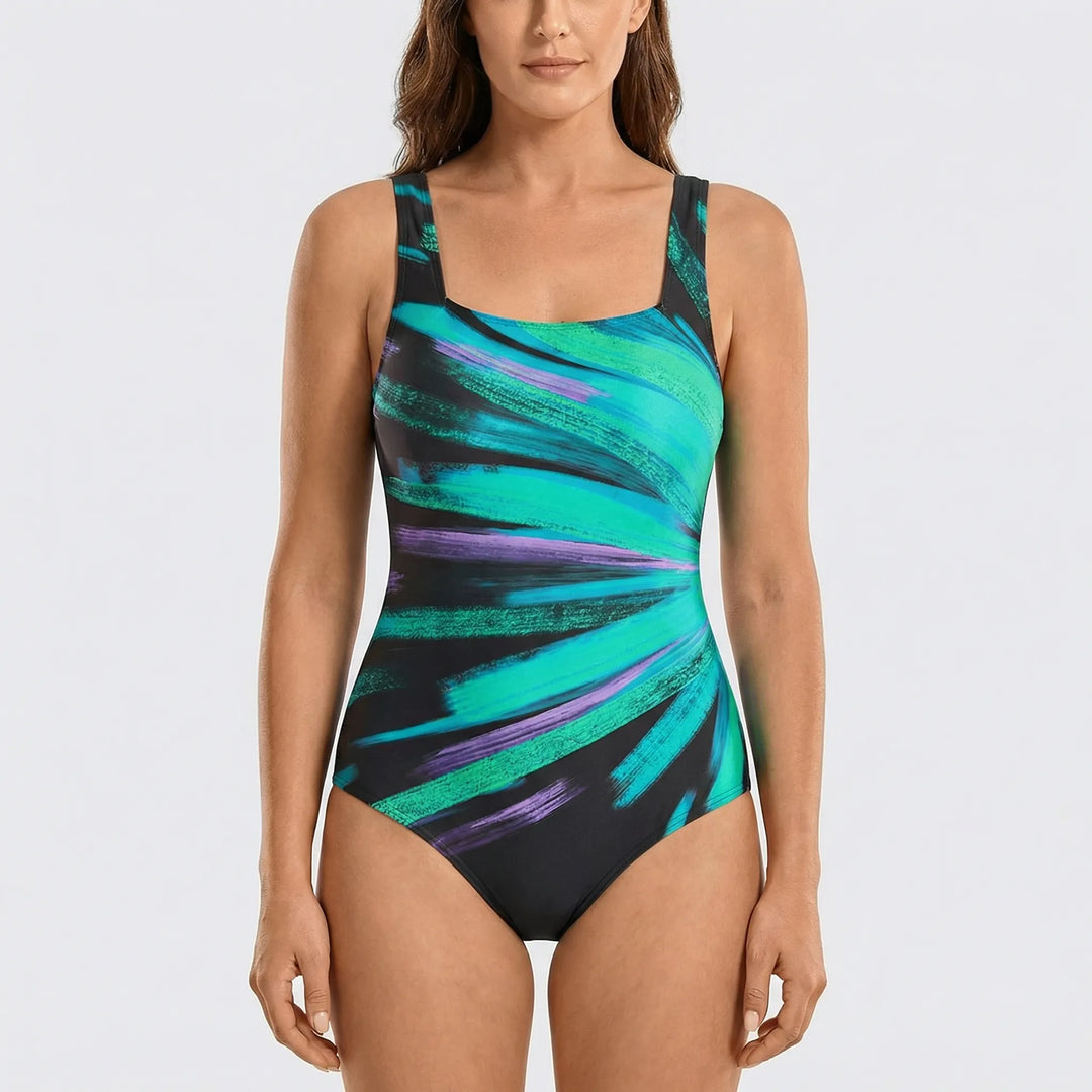 Flatterend dames badpak met shaping effect, ideaal voor een elegante zwemkleding look.