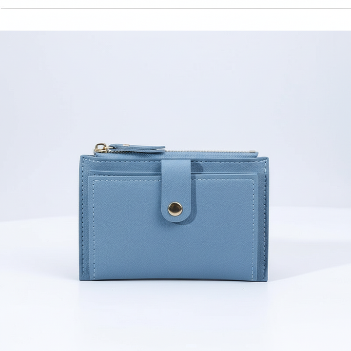 Geruite dames portemonnee met kaarthouder, compact en elegant, perfect minimalistisch accessoire.
