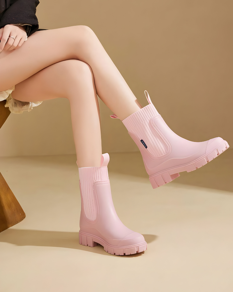 Veelzijdige dames waterdichte Chelsea laarzen, geschikt voor herfst en winter, met dikke zool.