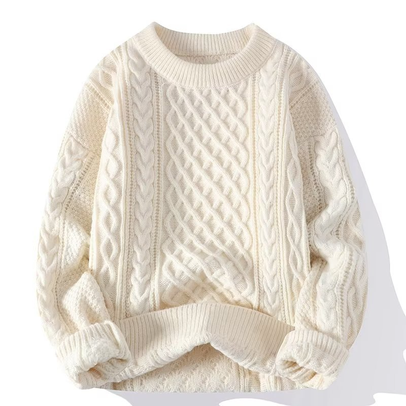 Klassieke Edward heren kabeltrui met lange mouwen, comfortabele gebreide wintertrui.