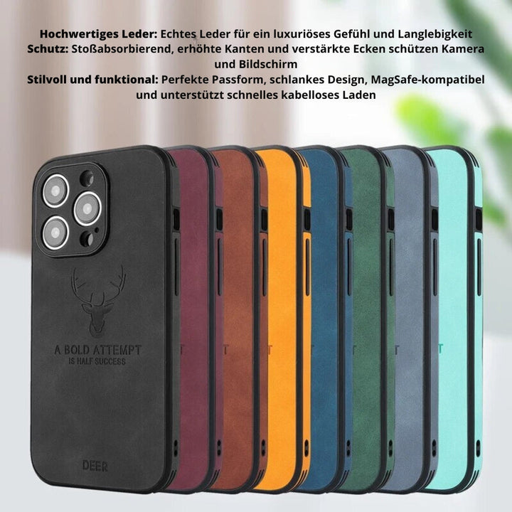 Hoogwaardig leren iPhone hoesje, dun, licht en biedt toch maximale bescherming.