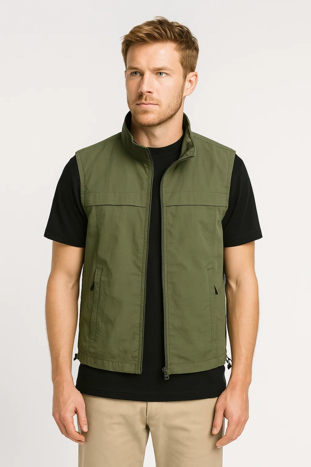 Heren Zachary mouwloos sportvest, lichte tussenlaag, comfortabel voor activewear en buitenkleding.