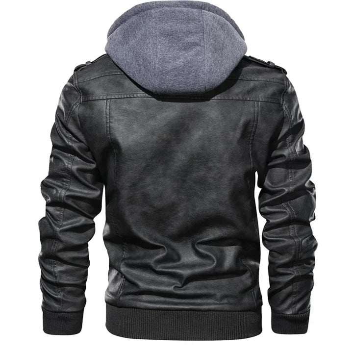 Leren heren winterjas met capuchon, bruin. Deze winddichte en duurzame jas is een stijlvolle bovenkleding optie.