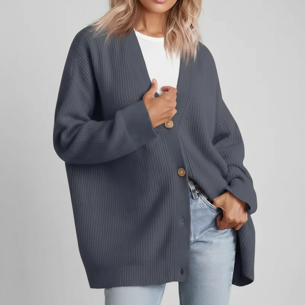 Stijlvol dames kasjmier vest met V-hals, losse pasvorm, Alina model, perfect voor elegante wintermode.