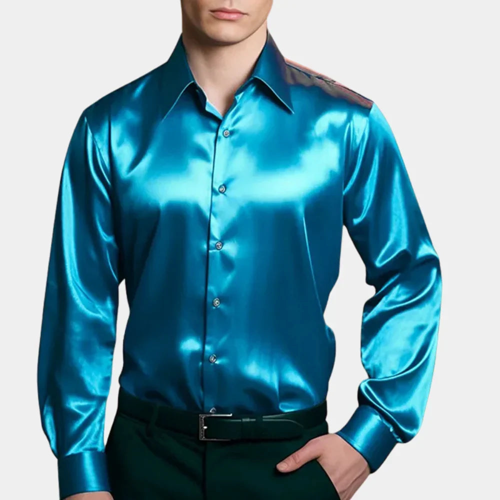 Stijlvol heren overhemd, slim fit model, van hoge kwaliteit stof, ideaal voor chique formele of trendy casual gelegenheden.