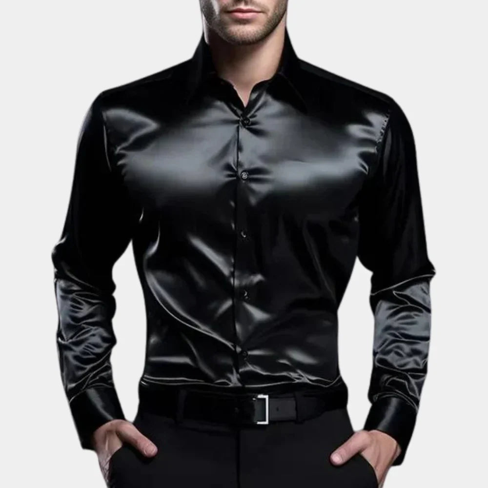 Heren luxe slim fit overhemd met lange mouwen, elegante uitstraling en knoopsluiting, perfect voor formele en casual stijl.