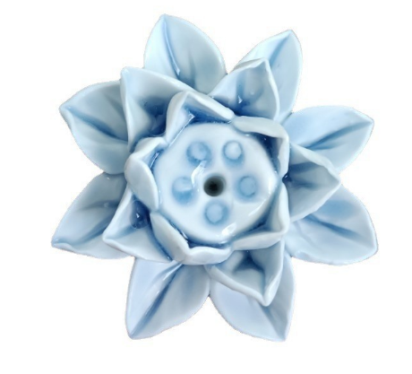 Handgemaakte lotusbloem wierookhouder van wit keramiek, een serene sfeercreator voor elke kamer.
