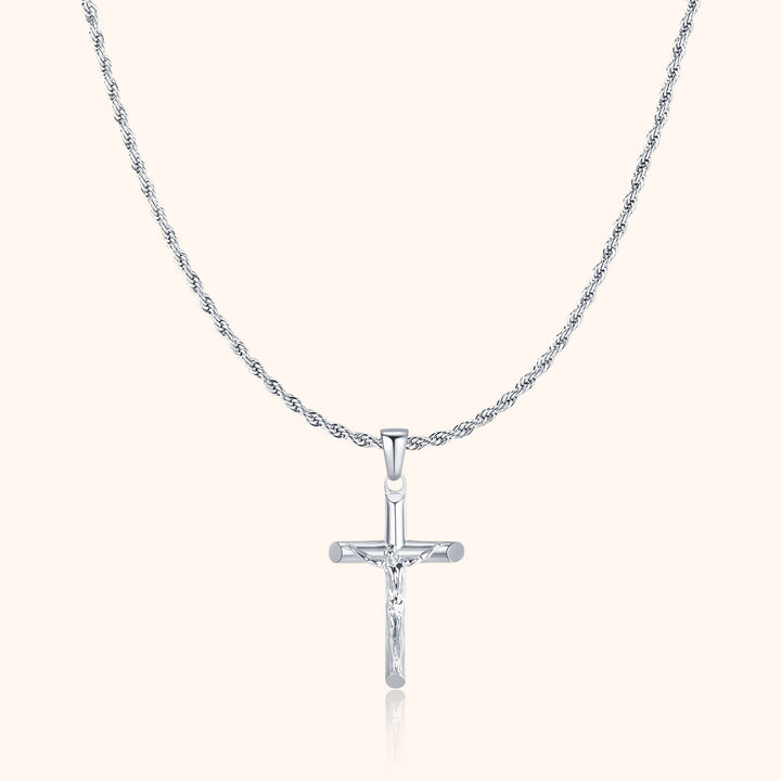 Stijlvolle heren halsketting met kruis hanger, gemaakt van sterling zilver. Tijdloos mannen sieraad.