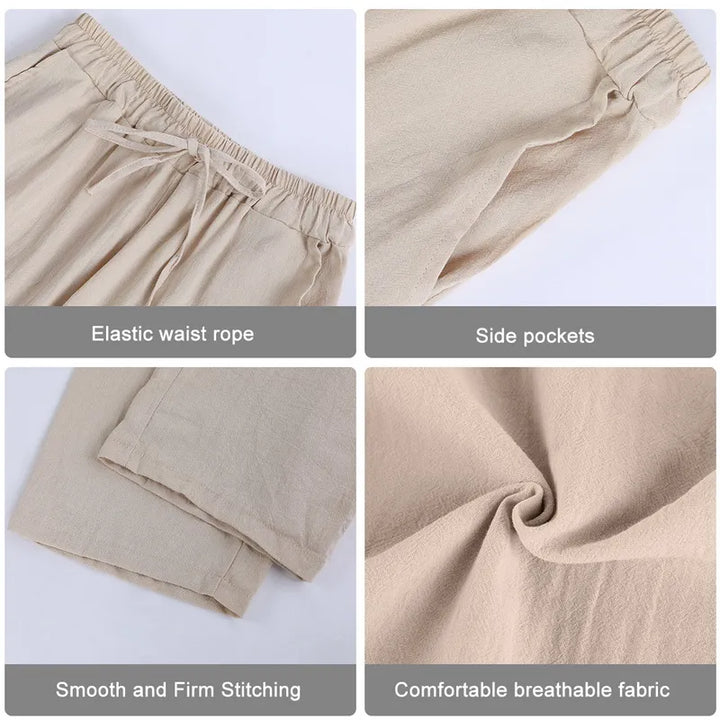 Casual wijde pijp herenbroek, comfortabel voor lente en zomer.