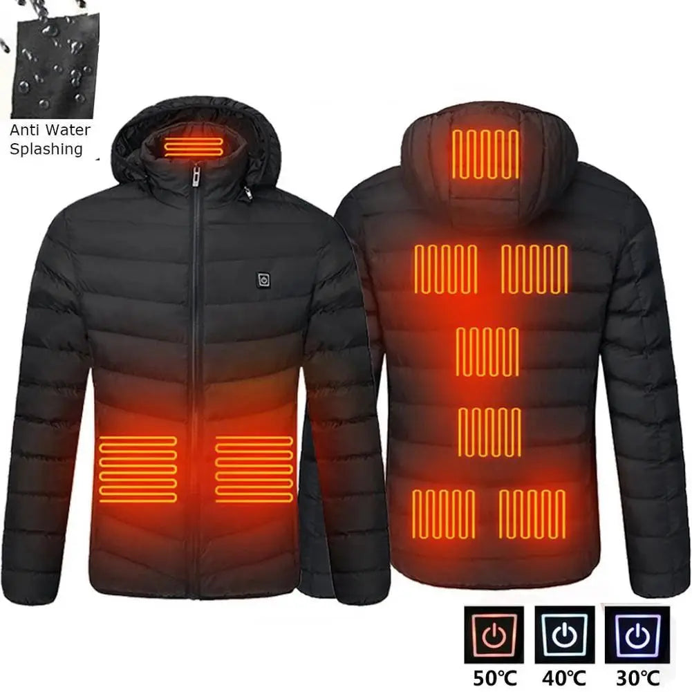 Comfortabele heren jas met slimme verwarming, ideaal voor wandelen en wintersport.