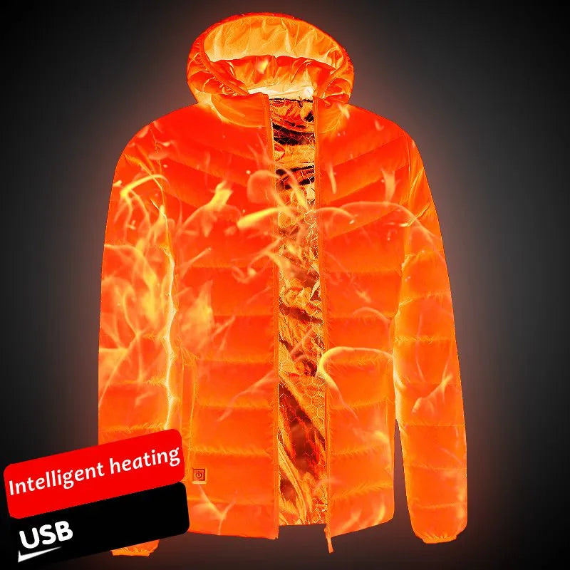 Mannen warmte jas met USB-aansluiting, zorgt voor constante warmte tijdens werk of vrije tijd.